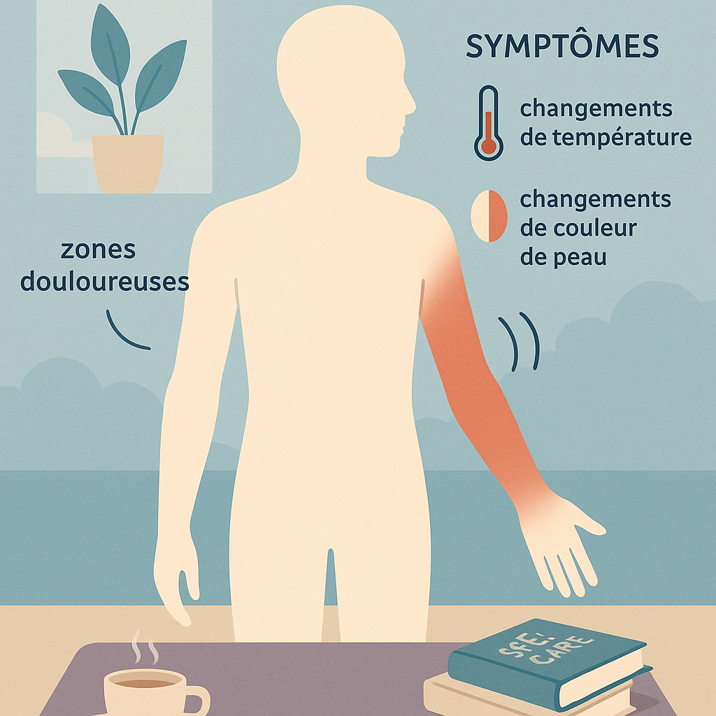 Représentation de'une personne souffrant d'algoneurodystrophie.