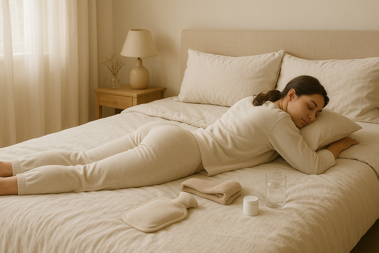 Repos sur le ventre après un BBL, dans un environnement doux et confortable