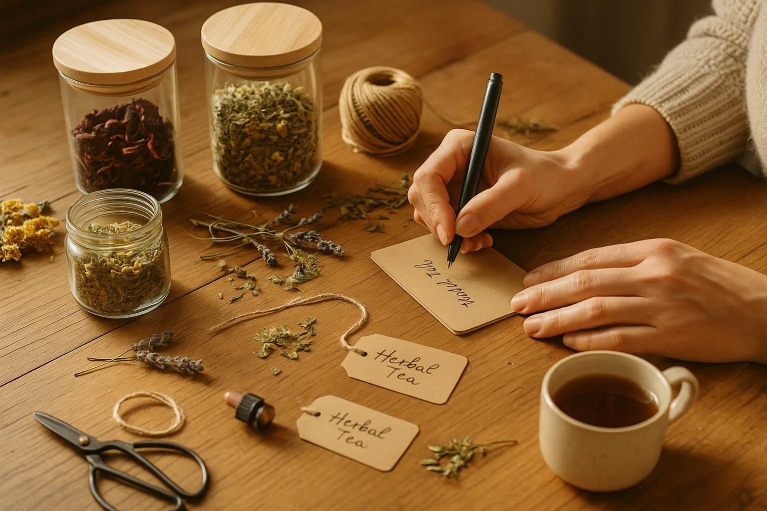 Préparation d'un cadeau fait maison à base de plantes