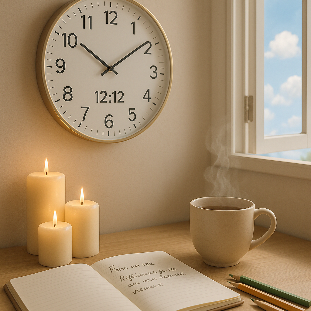 Signification de l'heure miroir 12h12 : le message des Anges