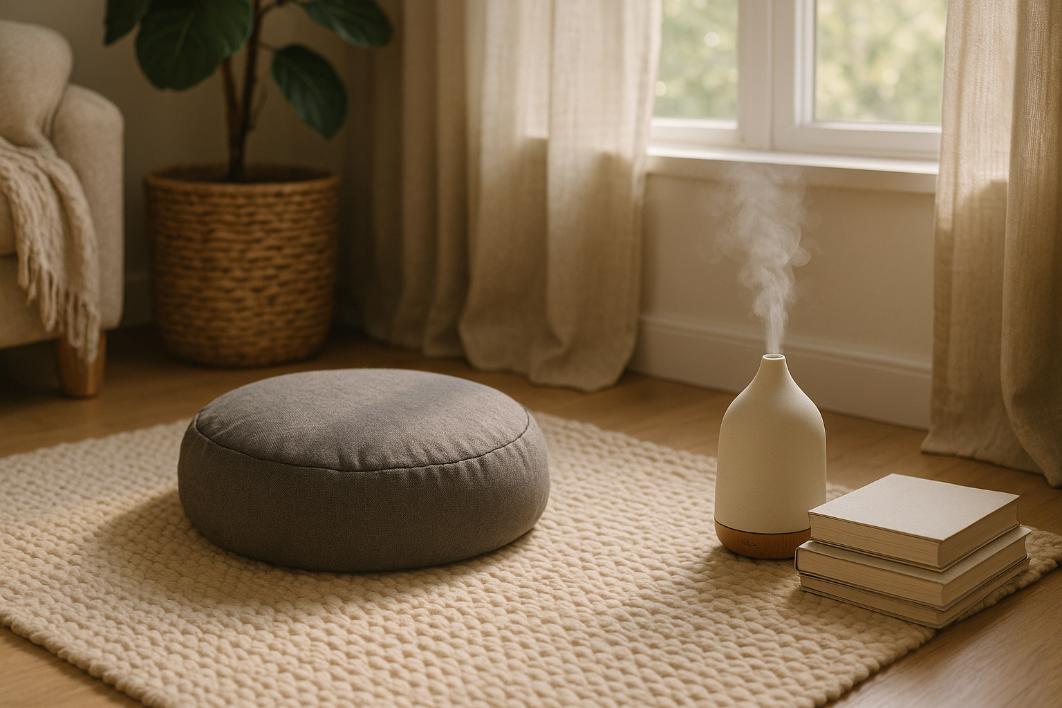 Coin méditation avec coussin et diffuseur