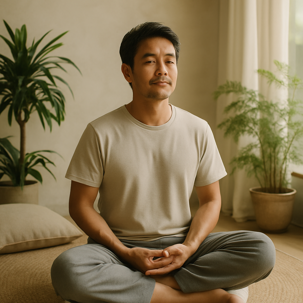 Personne méditant dans un environnement calme pour soulager la douleur.