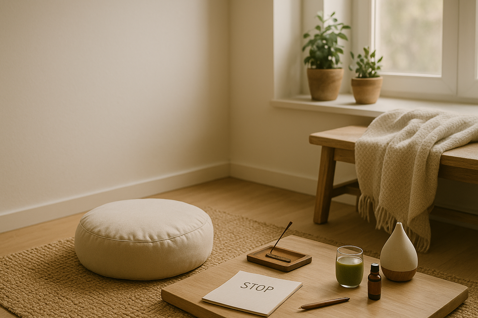 Coin méditation avec coussin et diffuseur