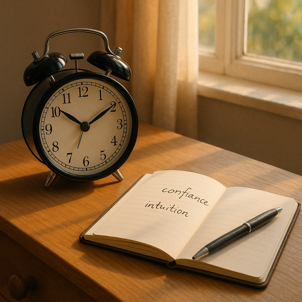 Un réveil affichant 06h06, symbole d'un nouveau départ et de l’éveil spirituel.